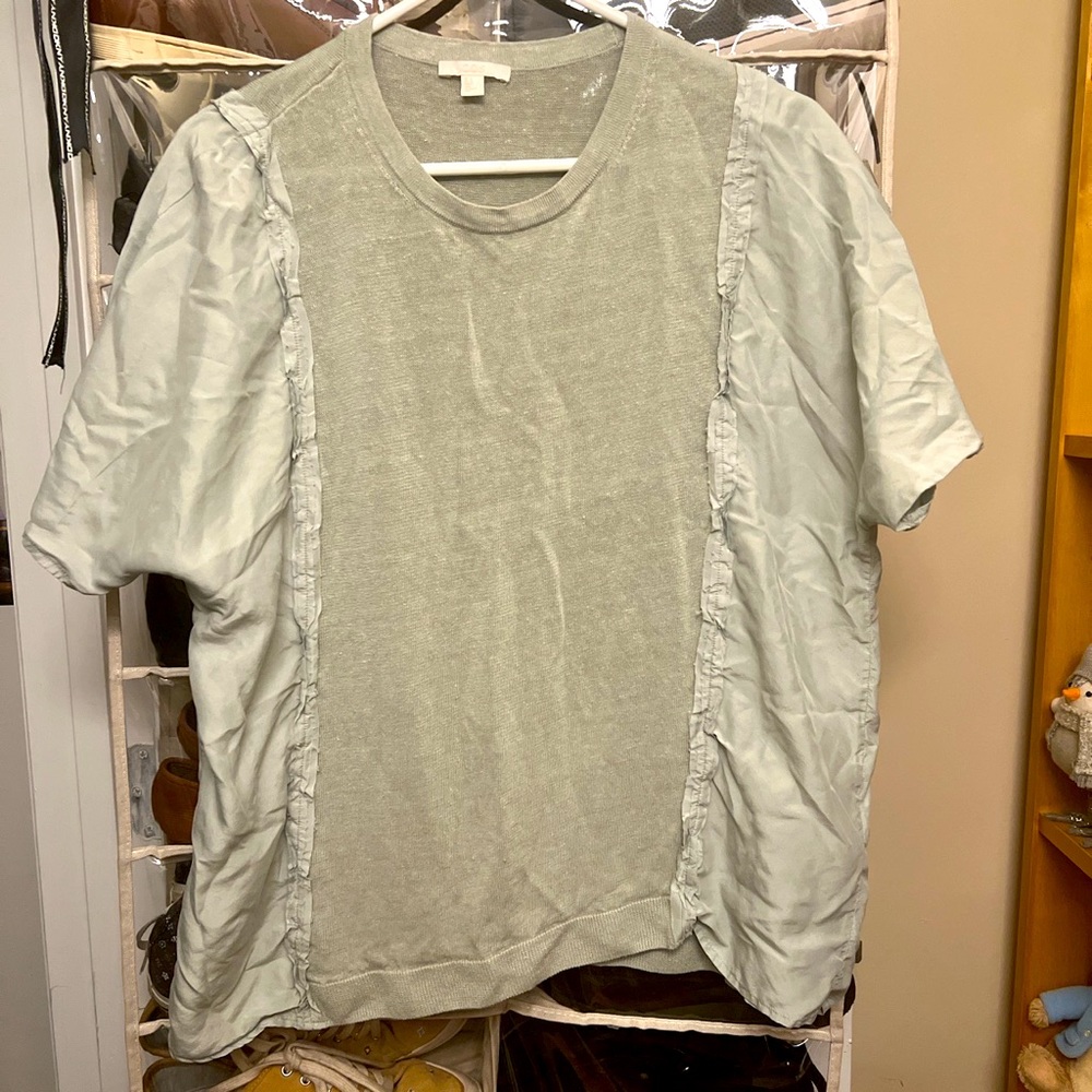 COS Silk and linen sage green t-shirt Sz L